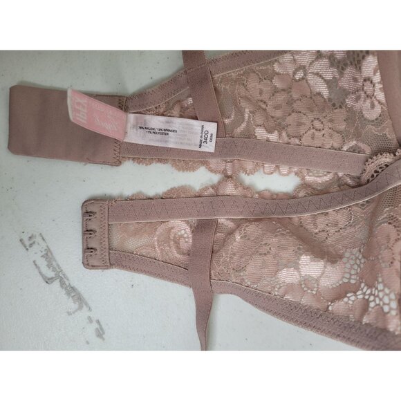 Victorias Secret IPEX Wireless Bra 34DD Demi Lace Padded Pink sexy comfort adjus - Picture 5 of 6